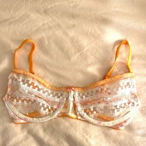 For Love And Lemons Polka Dot Lace Bra - Orange & White